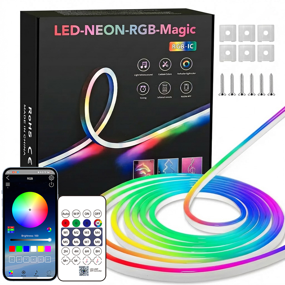 Home Decor App - 블루투스 RGB 네온 LED 스트립 1-10m