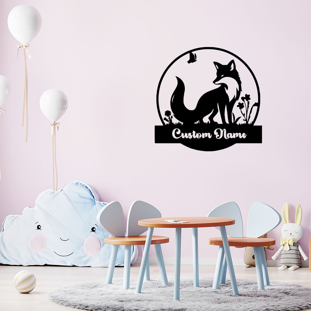 Home Decor Wall Stickers - 1PC 패션 폭스 맞춤형 이름 비닐