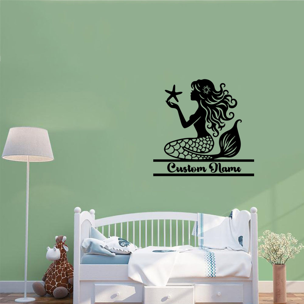 Home Decor Wall Stickers - 1PC 새로운 인어 맞춤형 텍스트 벽
