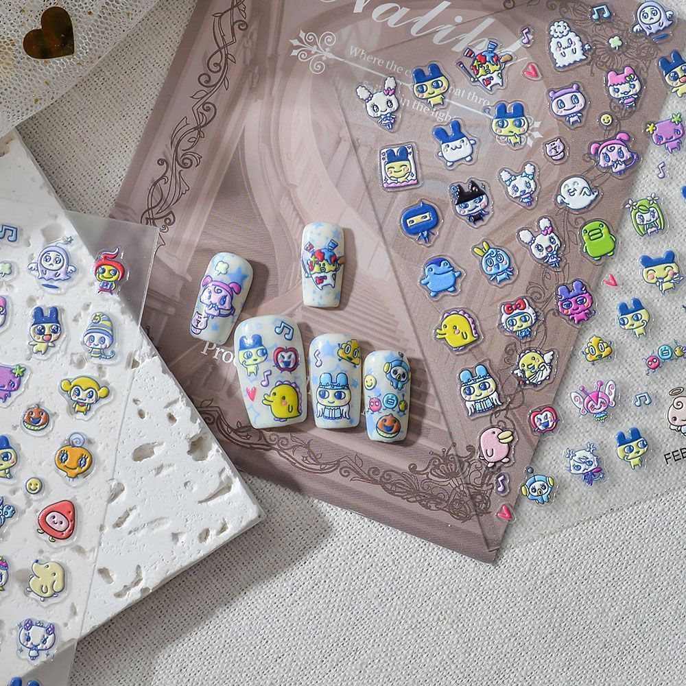 Home Decor Sticker - 다마고치 만화 3D 엠보싱 네일 아트