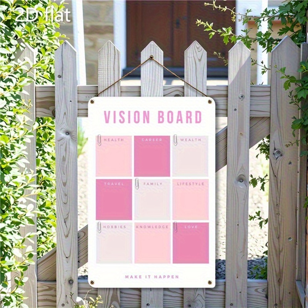 Home Decor Vision Board - 2D 평면 금속 벽 장식, 핑크