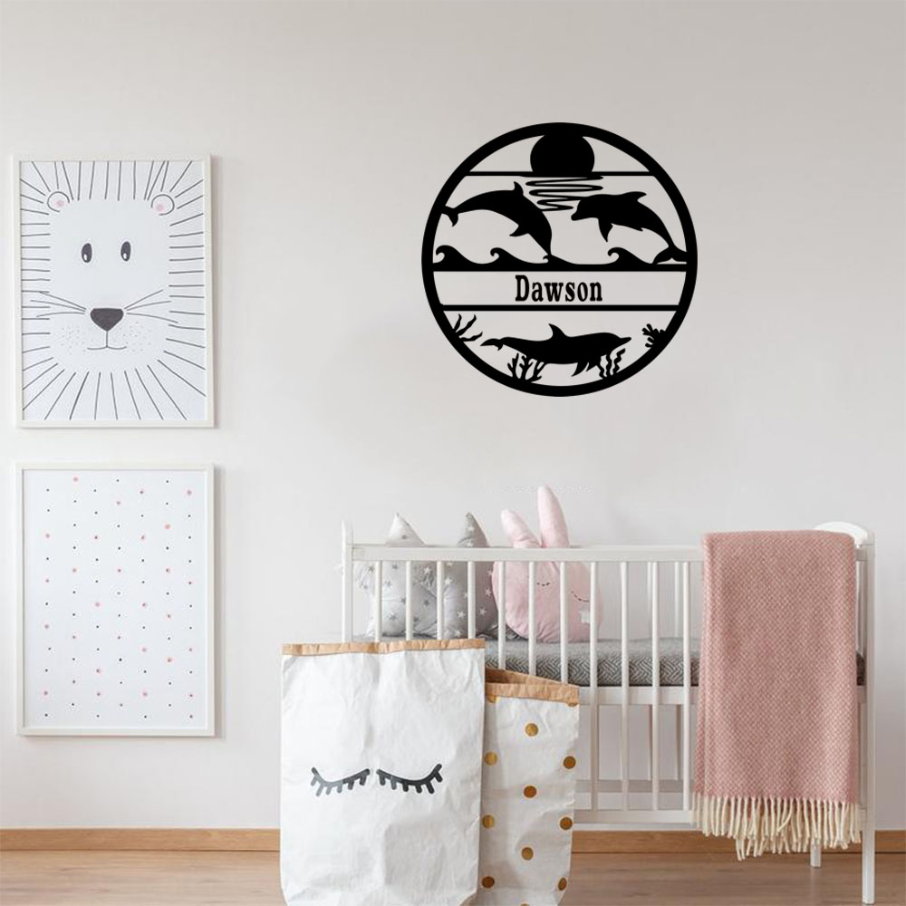 Home Decor Wall Stickers - 1PC 새로운 돌고래 맞춤형 이름 비닐