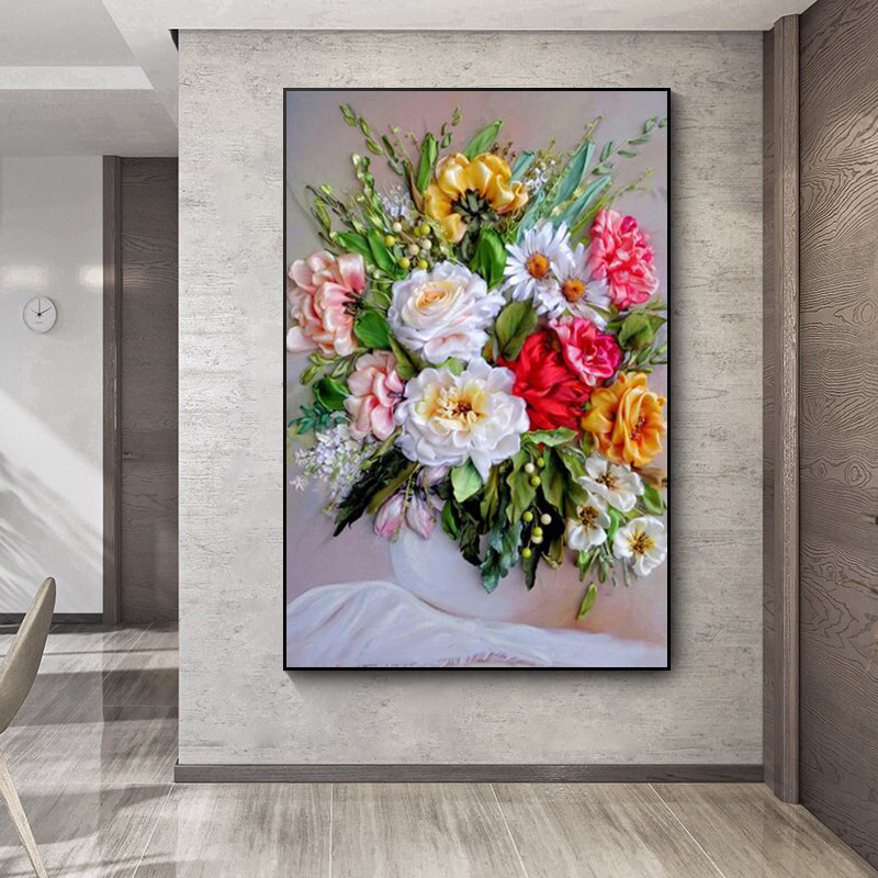 Home Decor Vase With Flowers - 캔버스 페인팅 꽃 인쇄 포스터 꽃병에