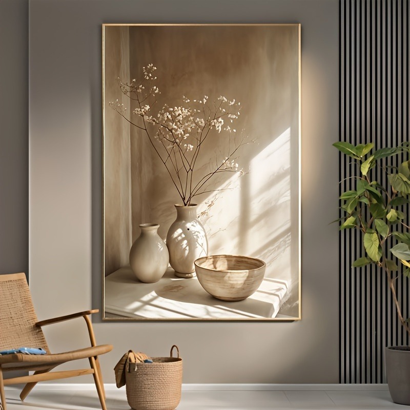 Home Decor Vase With Flowers - 아트 데코 레트로 꽃병 캔버스 벽