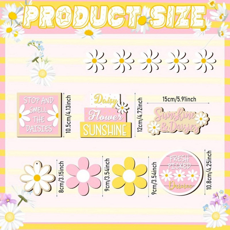 데이지 티어드 트레이 장식 여름 팜하우스 테이블 나무  - Home Decor Daisy 리뷰 및 가격