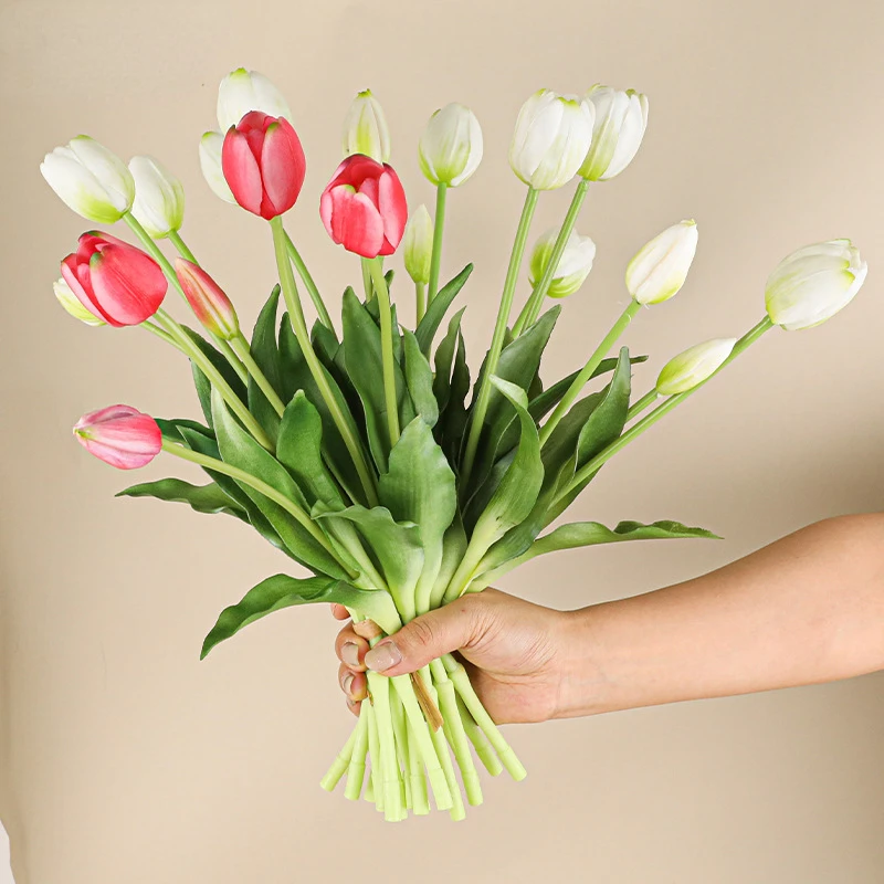 5 머리 인공 튤립 웨딩 홈 장식 시뮬레이션 꽃 3 꽃 - Home Decor Tulip 리뷰 및 가격