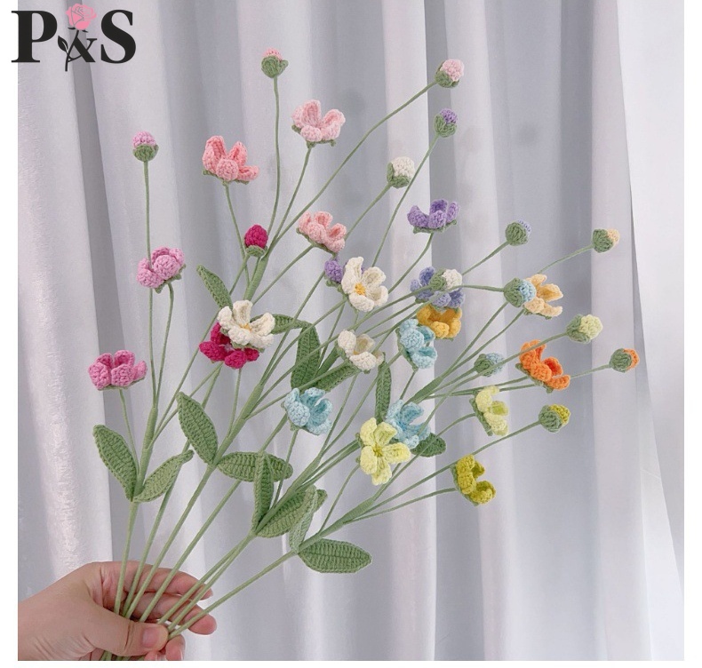 수제 크로 셰 뜨개질 꽃 Androsace 핑크 인공  - Home Decor Tulip 리뷰 및 가격