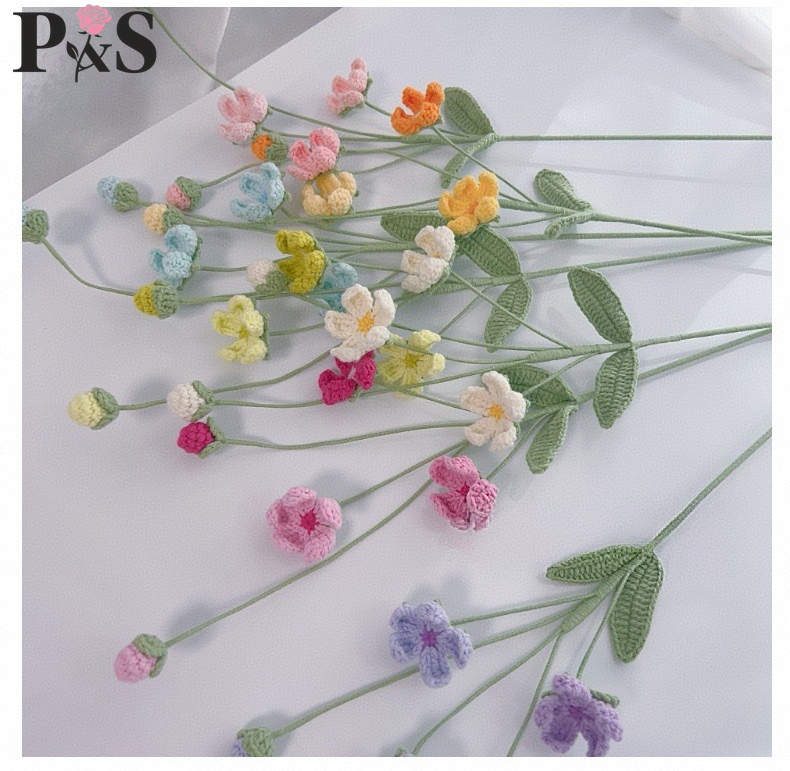 수제 크로 셰 뜨개질 꽃 Androsace 핑크 인공  - Home Decor Tulip 리뷰 및 가격