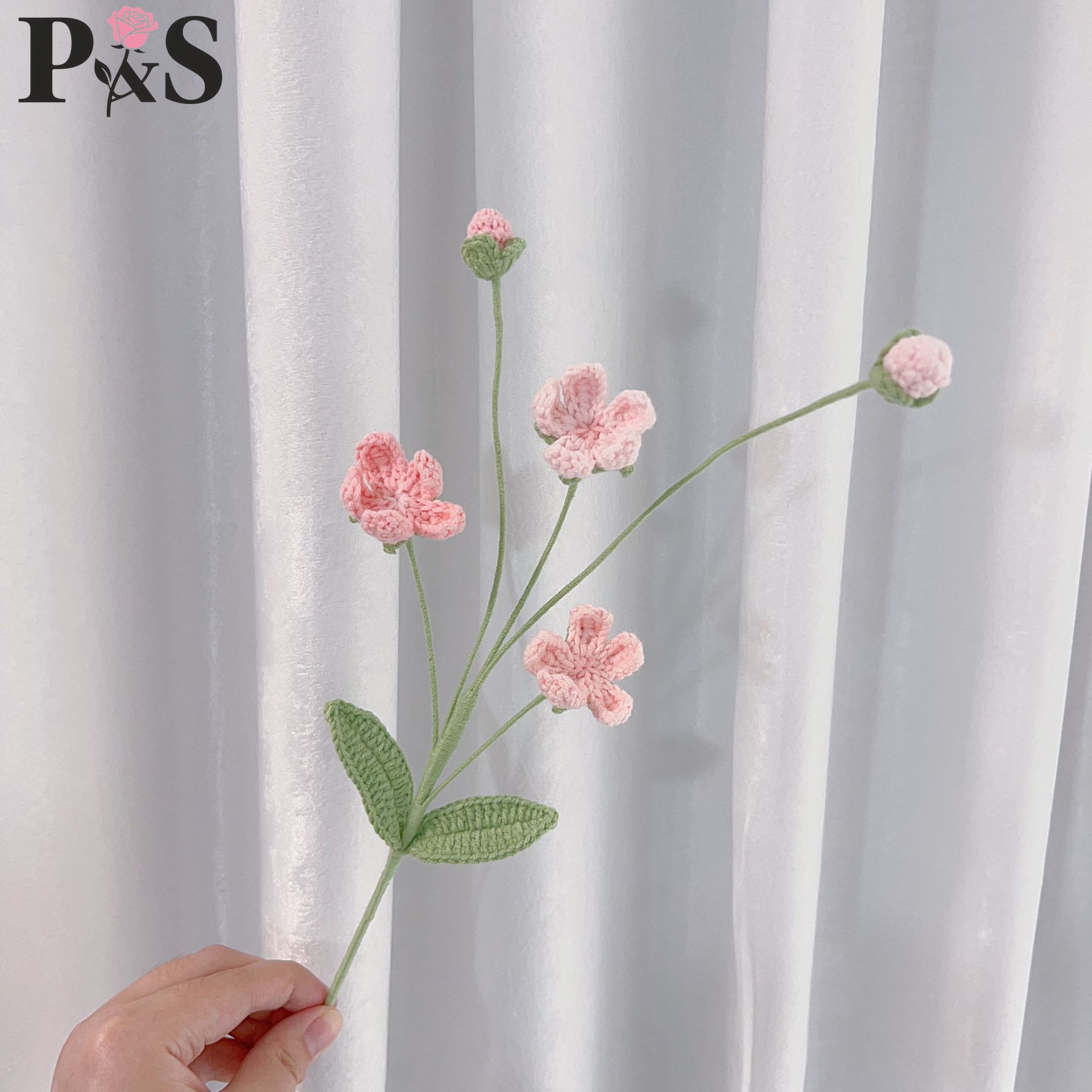 수제 크로 셰 뜨개질 꽃 Androsace 핑크 인공  - Home Decor Tulip 리뷰 및 가격
