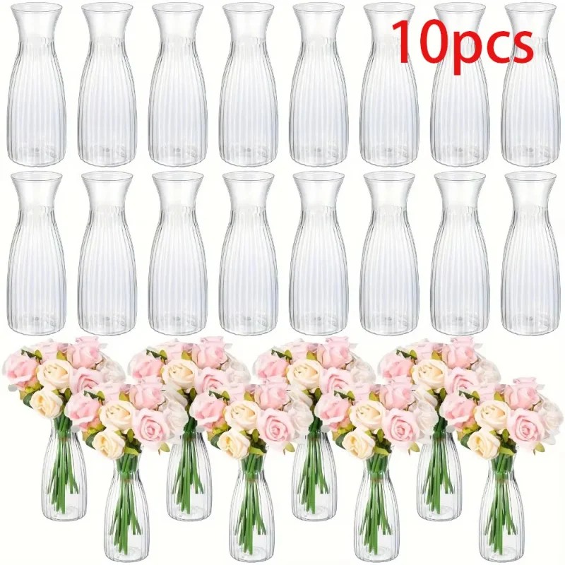 DIY 꽃꽂이 화병 세트 투명 플라스틱 스트라이프 홈데 - Home Decor Vase With Flowers 리뷰 및 가격