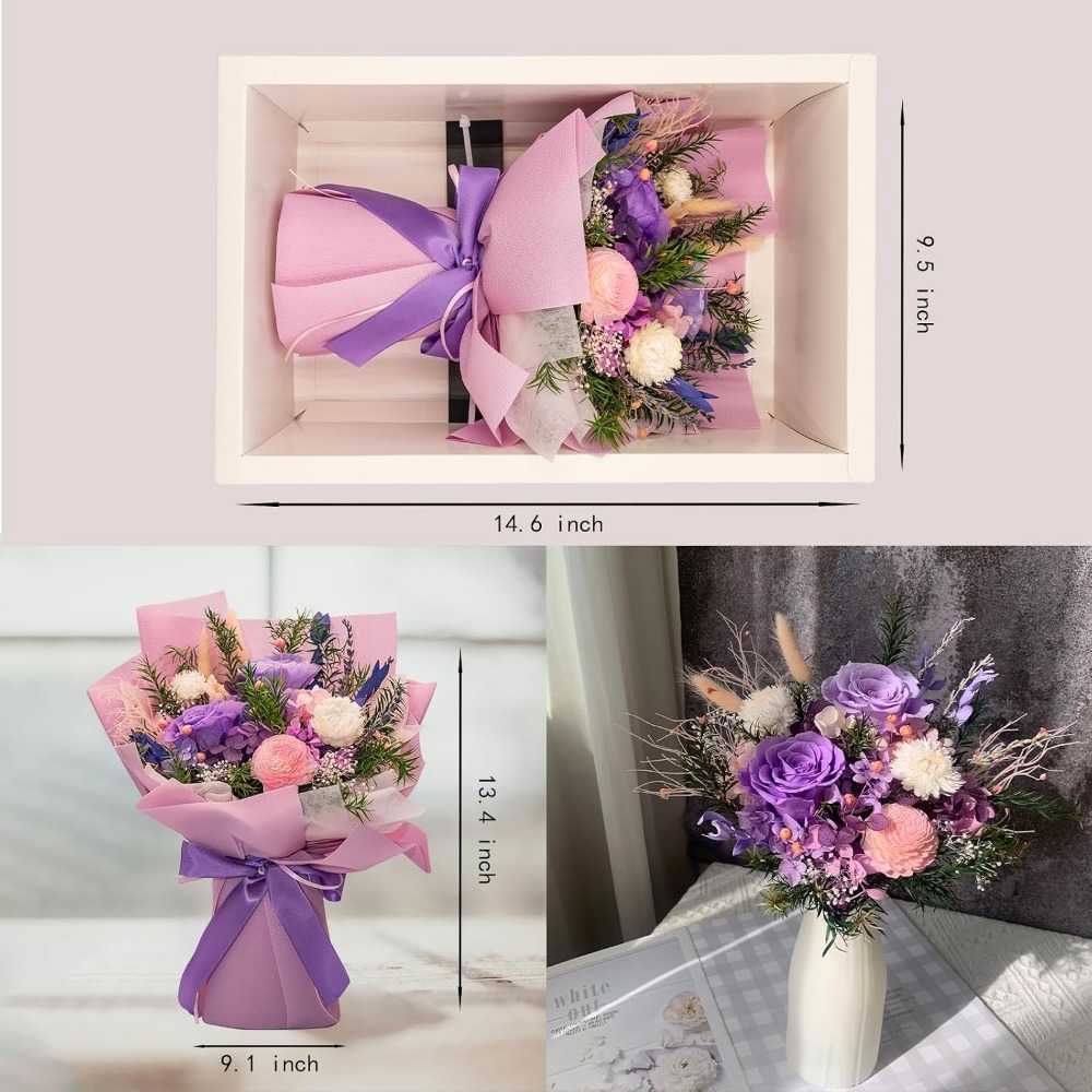 로맨틱한 보존 장미 꽃다발: 졸업, 생일, 발렌타인데이 - Home Decor Tulip 리뷰 및 가격
