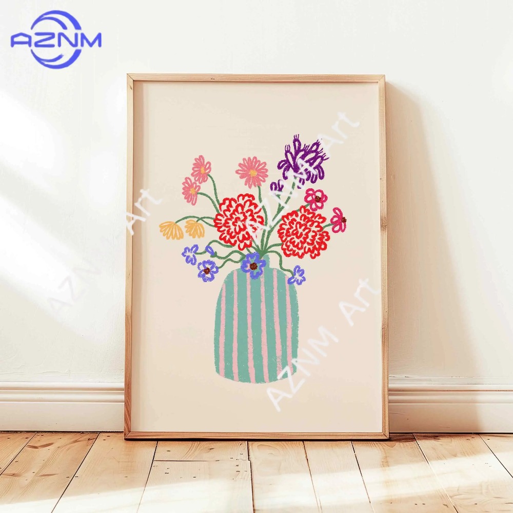 1/3pcs 추상 꽃병 파스텔 꽃 꽃다발 포스터 레트로 - Home Decor Vase With Flowers 리뷰 및 가격