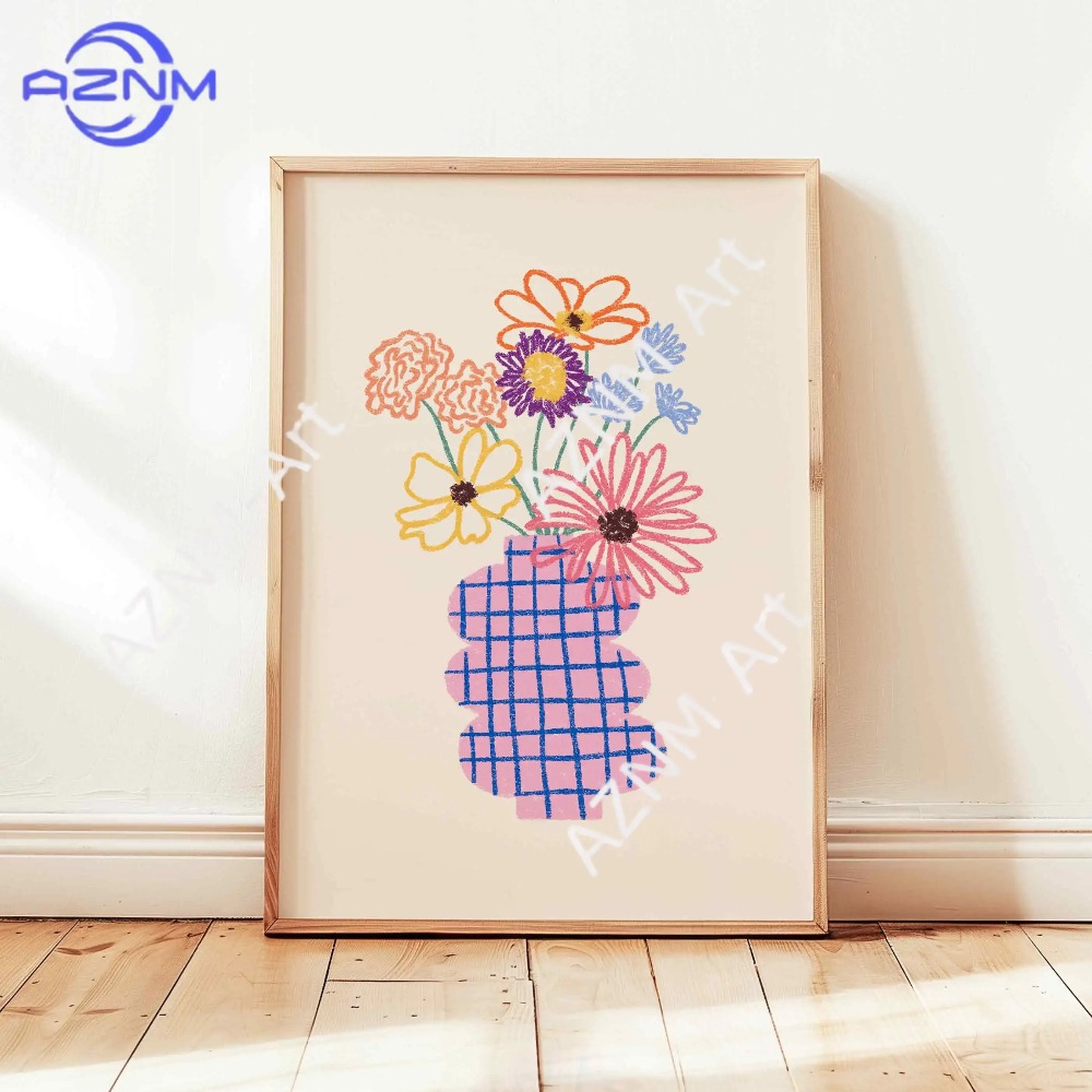 1/3pcs 추상 꽃병 파스텔 꽃 꽃다발 포스터 레트로 - Home Decor Vase With Flowers 리뷰 및 가격