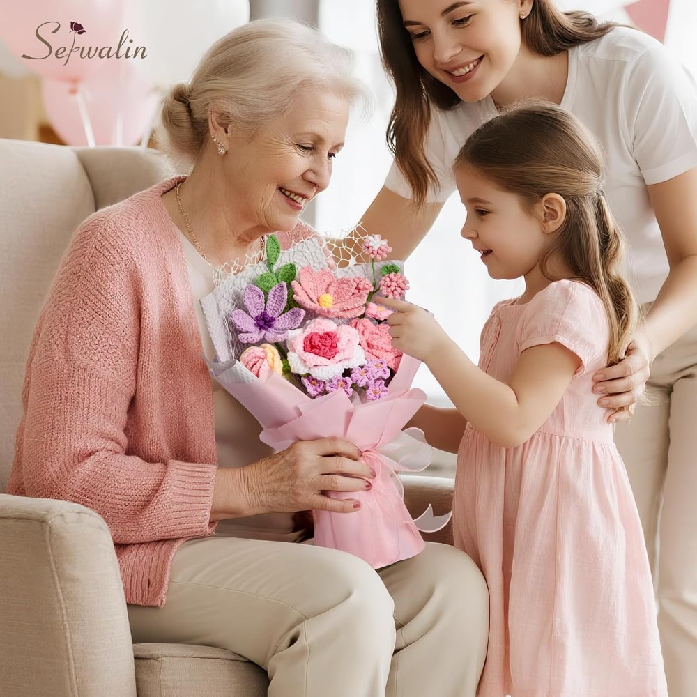 손뜨개 꽃다발, 어머니의 날을 위한 수제 니트 꽃 |  - Home Decor Tulip 리뷰 및 가격