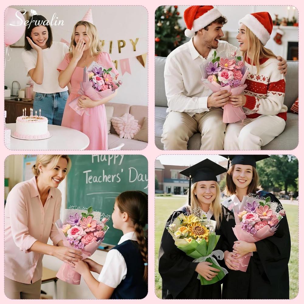 손뜨개 꽃다발, 어머니의 날을 위한 수제 니트 꽃 |  - Home Decor Tulip 리뷰 및 가격