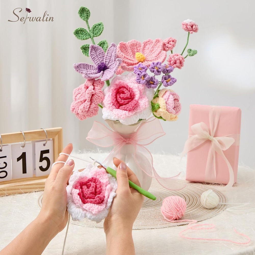 손뜨개 꽃다발, 어머니의 날을 위한 수제 니트 꽃 |  - Home Decor Tulip 리뷰 및 가격