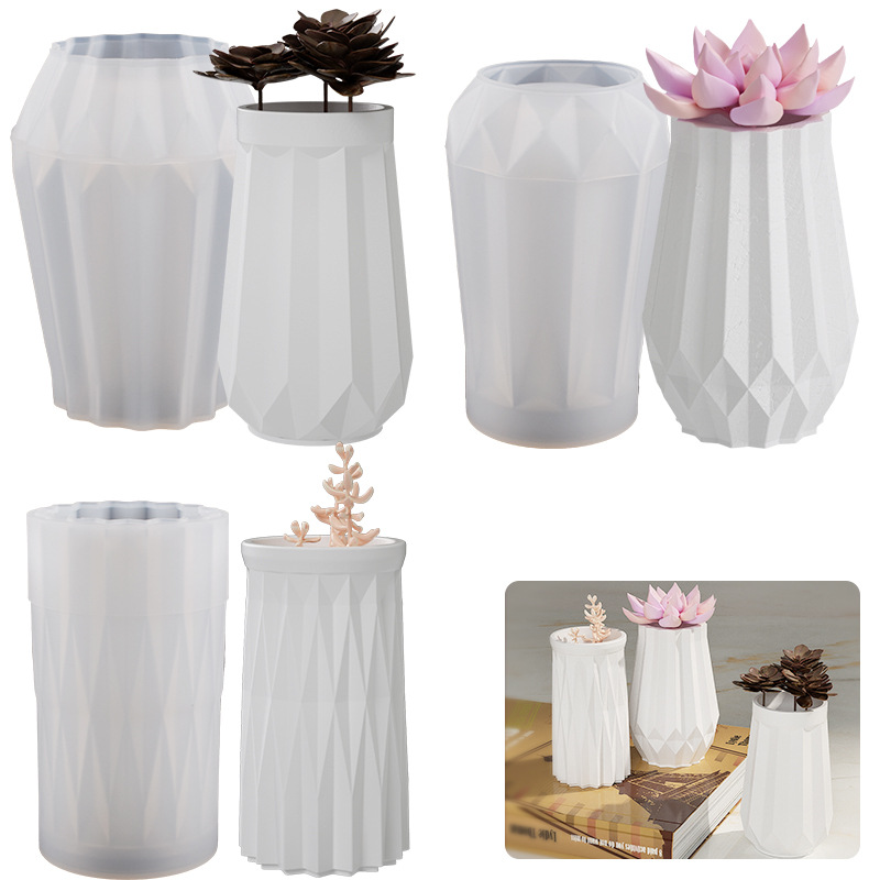 라운드 다이아몬드 꽃병 실리콘 몰드, DIY 석고 몰드 - Home Decor Vase With Flowers 리뷰 및 가격