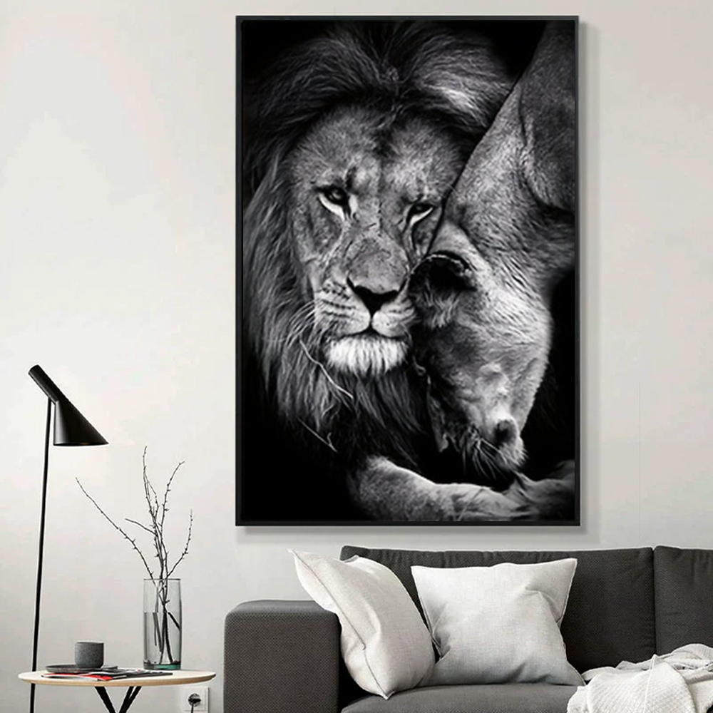 3pcs 현대 사자 가족 캔버스 벽 예술 흑백 동물 포 - Home Decor Ikea 리뷰 및 가격