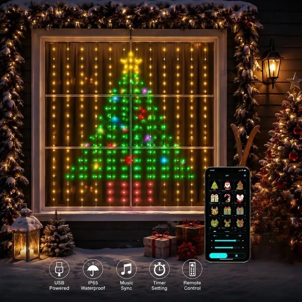 LED 픽셀 커튼 조명 블루투스 앱 제어 RGB 스마트 - Home Decor App 리뷰 및 가격