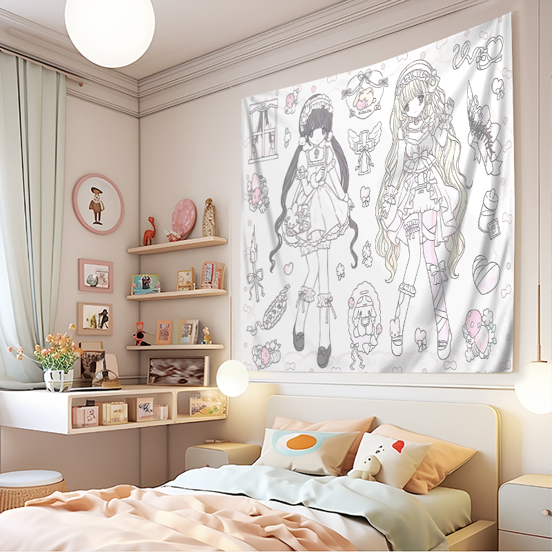 1PC 디지털 프린트 태피스트리 벽걸이, 핑크 애니메이 - Aesthetic Tapestry 리뷰 및 가격