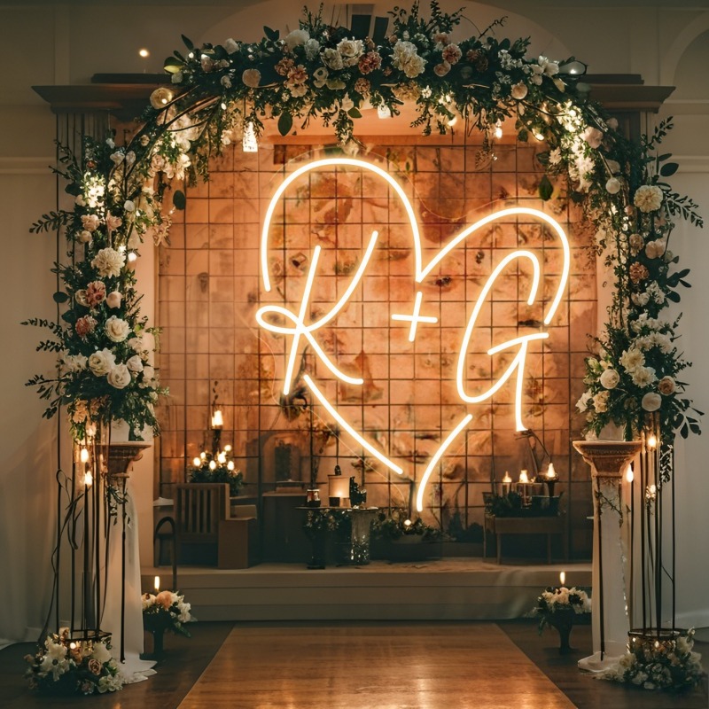 맞춤 이니셜 하트 LED 네온사인, 웨딩 파티 배경 홈 - Home Decor Inspo 리뷰 및 가격