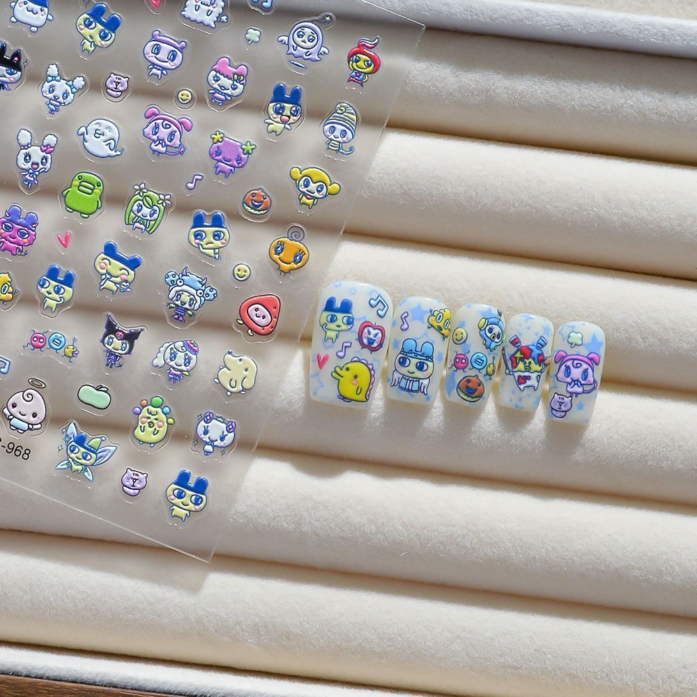 다마고치 만화 3D 엠보싱 네일 아트 스티커 캐릭터 네 - Home Decor Sticker 리뷰 및 가격