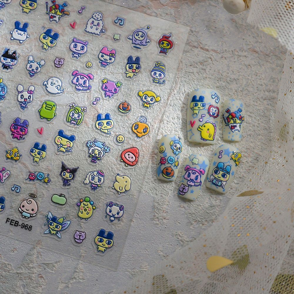 다마고치 만화 3D 엠보싱 네일 아트 스티커 캐릭터 네 - Home Decor Sticker 리뷰 및 가격