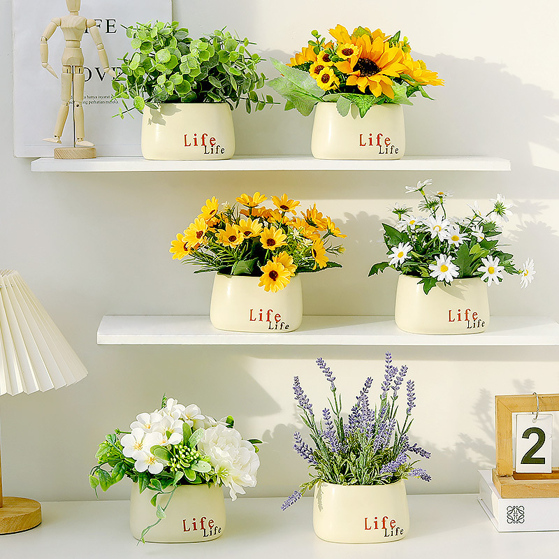 가짜 해바라기 데이지 꽃과 화분이 함께 있는 장식품으로 - Home Decor Daisy 리뷰 및 가격