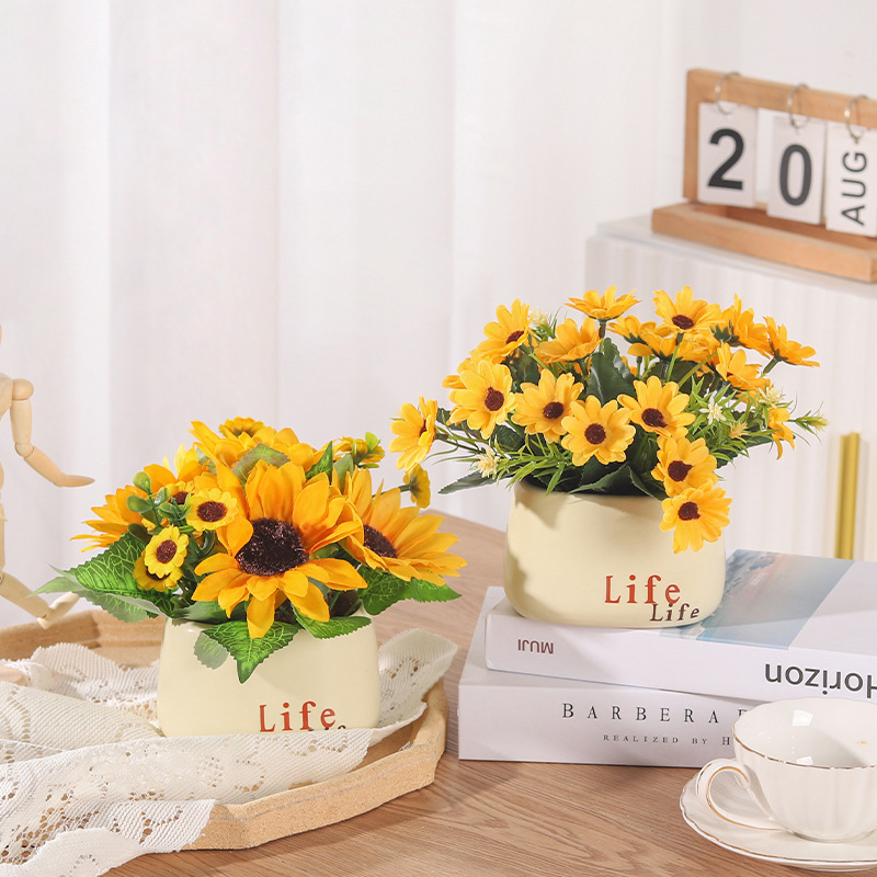 가짜 해바라기 데이지 꽃과 화분이 함께 있는 장식품으로 - Home Decor Daisy 리뷰 및 가격