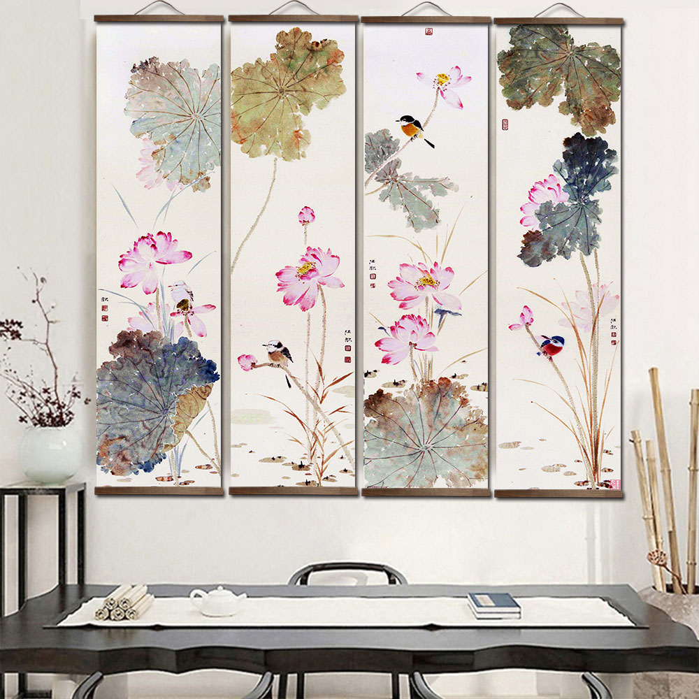 중국 스타일 로터스 로터스 리프 캔버스 월 아트 포스터 - Home Decor Ikea 리뷰 및 가격