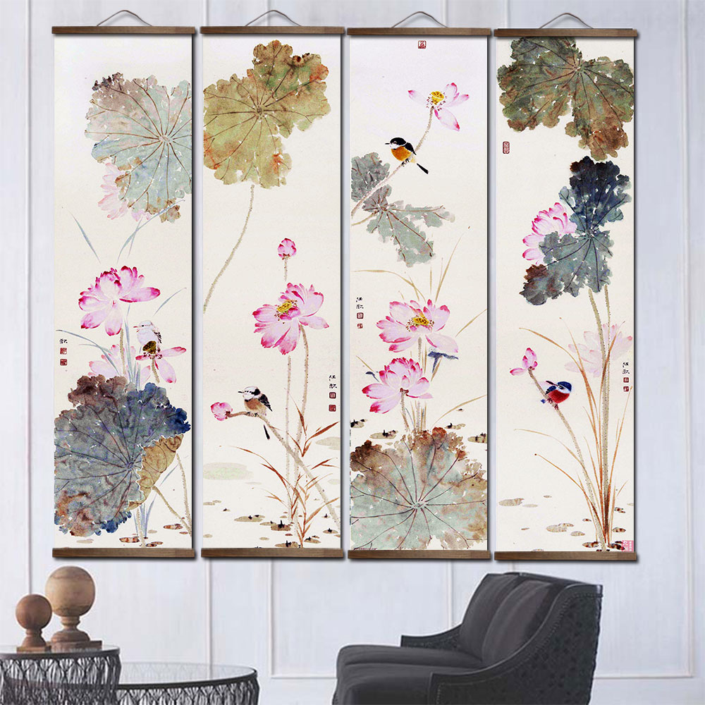 중국 스타일 로터스 로터스 리프 캔버스 월 아트 포스터 - Home Decor Ikea 리뷰 및 가격