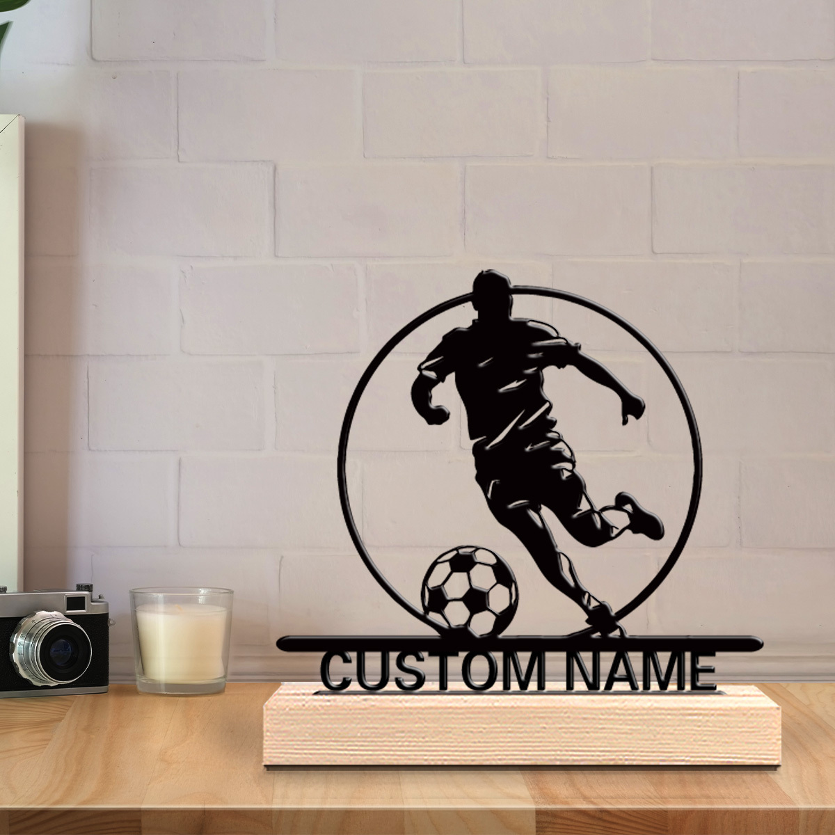 맞춤형 축구 선수 금속 조각상 (이름 포함), 나무 받 - Home Decor Inspo 리뷰 및 가격