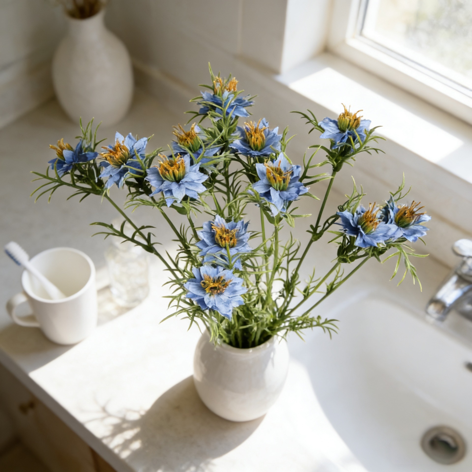 27인치 인조 니겔라 데이지 꽃 스프레이 야생화 스타일 - Home Decor Daisy 리뷰 및 가격