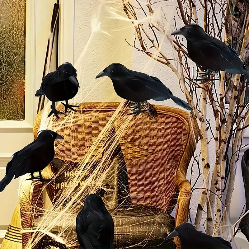 1PC 검은 까마귀 할로윈 장식품, 사실적인 플록 가공 - Home Decor Inspo 리뷰 및 가격