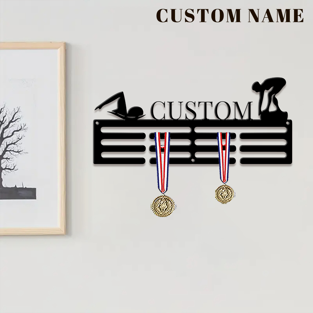 1개 맞춤형 수영 메달 걸이 홀더, 개인 맞춤형 축구  - Home Decor Inspo 리뷰 및 가격