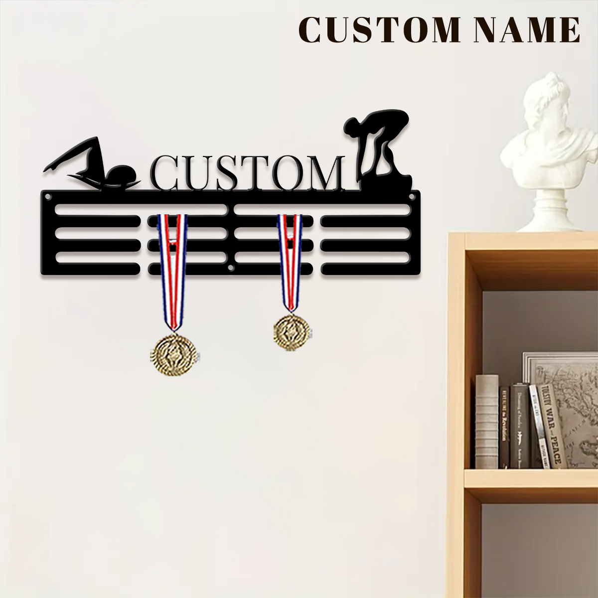 1개 맞춤형 수영 메달 걸이 홀더, 개인 맞춤형 축구  - Home Decor Inspo 리뷰 및 가격