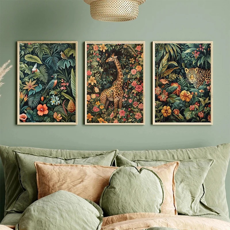 열대 정글 야생 표범 식물 동물 컬러 아트 포스터 캔버 - Home Decor Ikea 리뷰 및 가격
