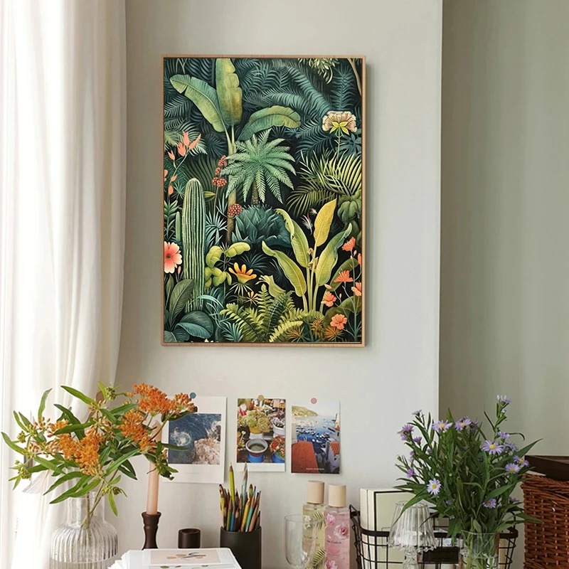 열대 정글 야생 표범 식물 동물 컬러 아트 포스터 캔버 - Home Decor Ikea 리뷰 및 가격