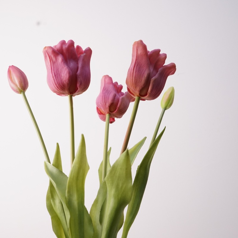 3PCS 5 헤드 인공 라텍스 튤립 꽃다발 리얼 터치  - Home Decor Tulip 리뷰 및 가격
