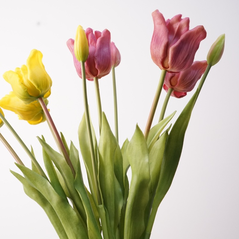 3PCS 5 헤드 인공 라텍스 튤립 꽃다발 리얼 터치  - Home Decor Tulip 리뷰 및 가격