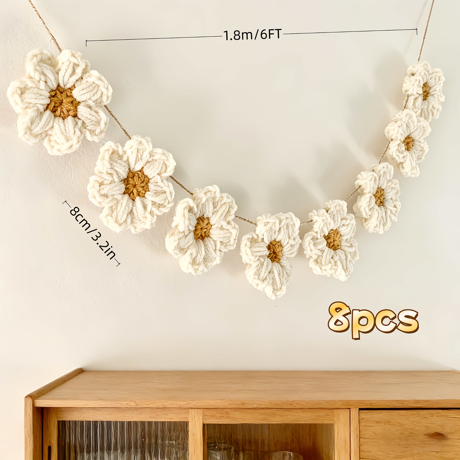 1.8미터 길이의 크로셰 데이지 장식 8개, 가정 장식 - Home Decor Daisy 리뷰 및 가격