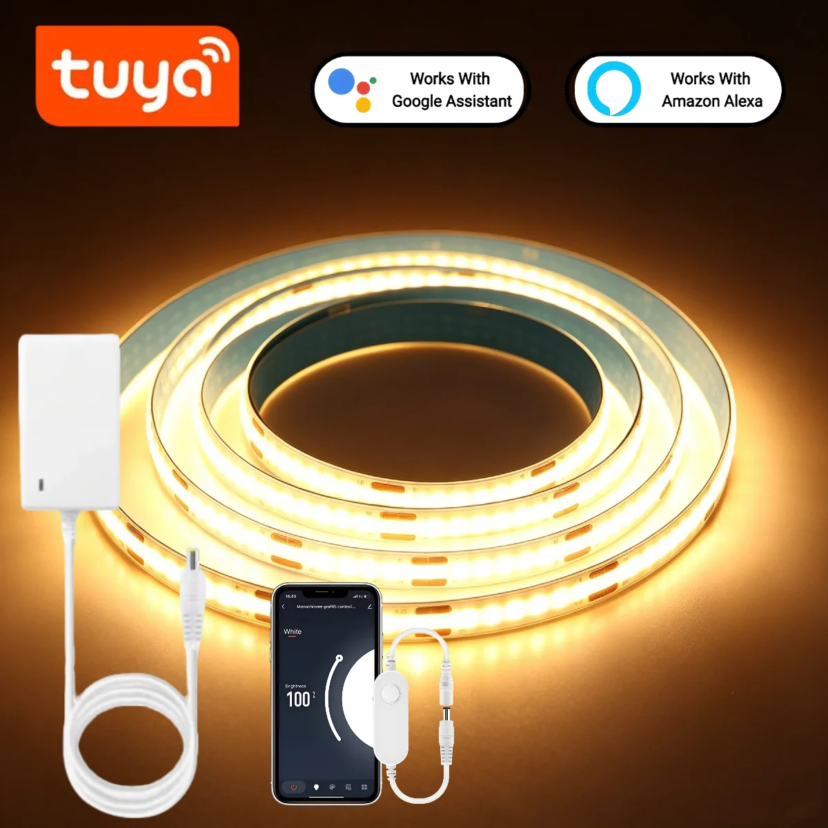 투야 스마트 COB LED 스트립 조명, WiFi 앱  - Home Decor App 리뷰 및 가격