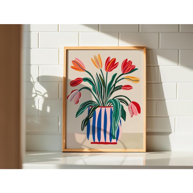 2개 튤립 꽃 캔버스 벽 예술, 프레임 없는 현대적인  - Home Decor Tulip 리뷰 및 가격