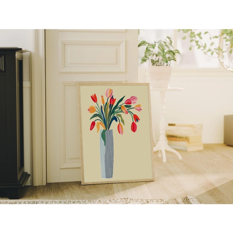 2개 튤립 꽃 캔버스 벽 예술, 프레임 없는 현대적인  - Home Decor Tulip 리뷰 및 가격
