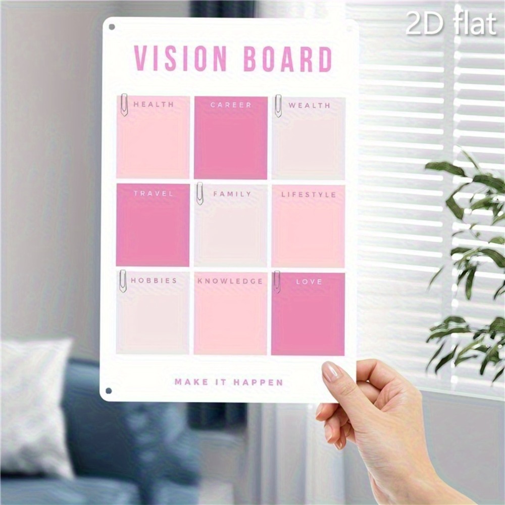 2D 평면 금속 벽 장식, 핑크 화이트 알루미늄 비전  - Home Decor Vision Board 리뷰 및 가격