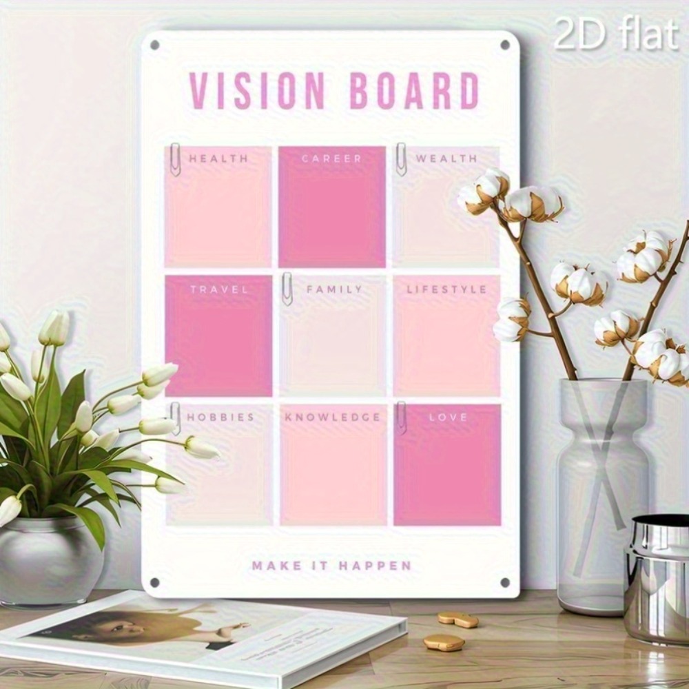 2D 평면 금속 벽 장식, 핑크 화이트 알루미늄 비전  - Home Decor Vision Board 리뷰 및 가격
