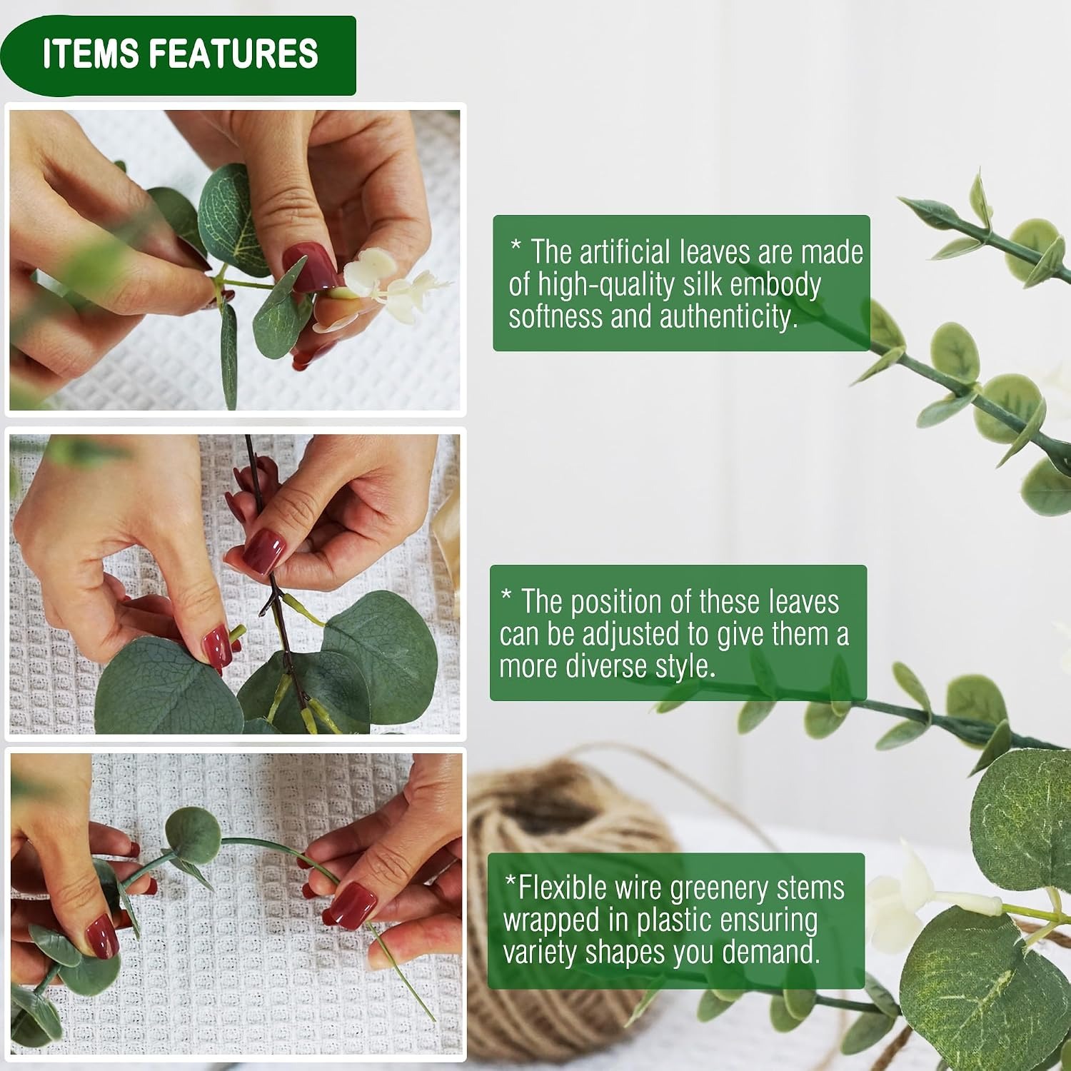 5/10/20Pcs 유칼립투스 잎 대량 인조 식물 줄기 - Artificial Hanging Plants 리뷰 및 가격